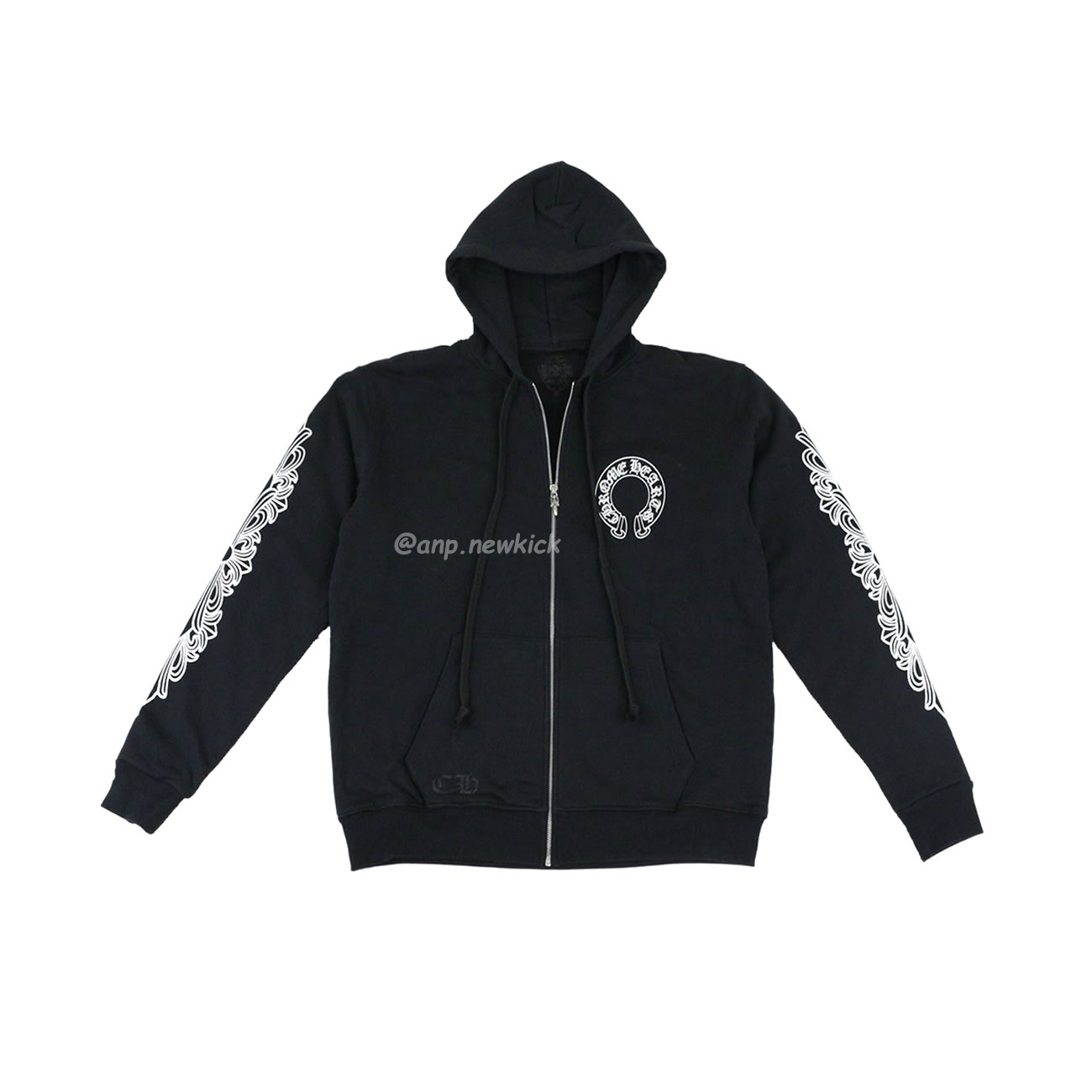 Chrome Hearts Horseshoe Floral Cross Sleeve Fleece Zip Hoodie (1) - newkick.vip